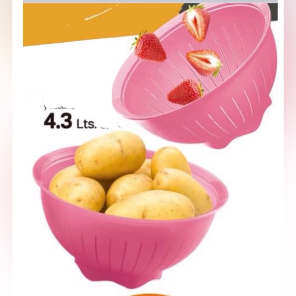 Tupperware Vintage 4.3 qt Colander Pink Color Set of 2